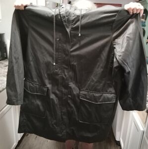 Women's 3x-lg Black Puffer Jacket with Hood, Two Coats That Snap Together